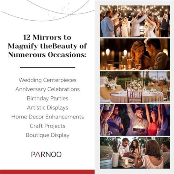 10 Inch Round Mirror Candle Plate Set of 12 - Rounded Edge 1.5 mm -Round Mirrors - Picture 4 of 7